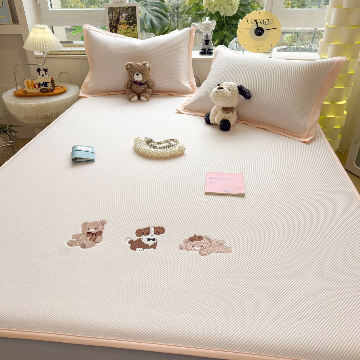 91家纺网 家纺一手货源 找家纺 眠多宝（绒多宝） 2026新款可机洗冰豆豆冰丝席凉席席子a类母婴级婴儿可用凉感值过0.21夏天 软萌小熊床笠款