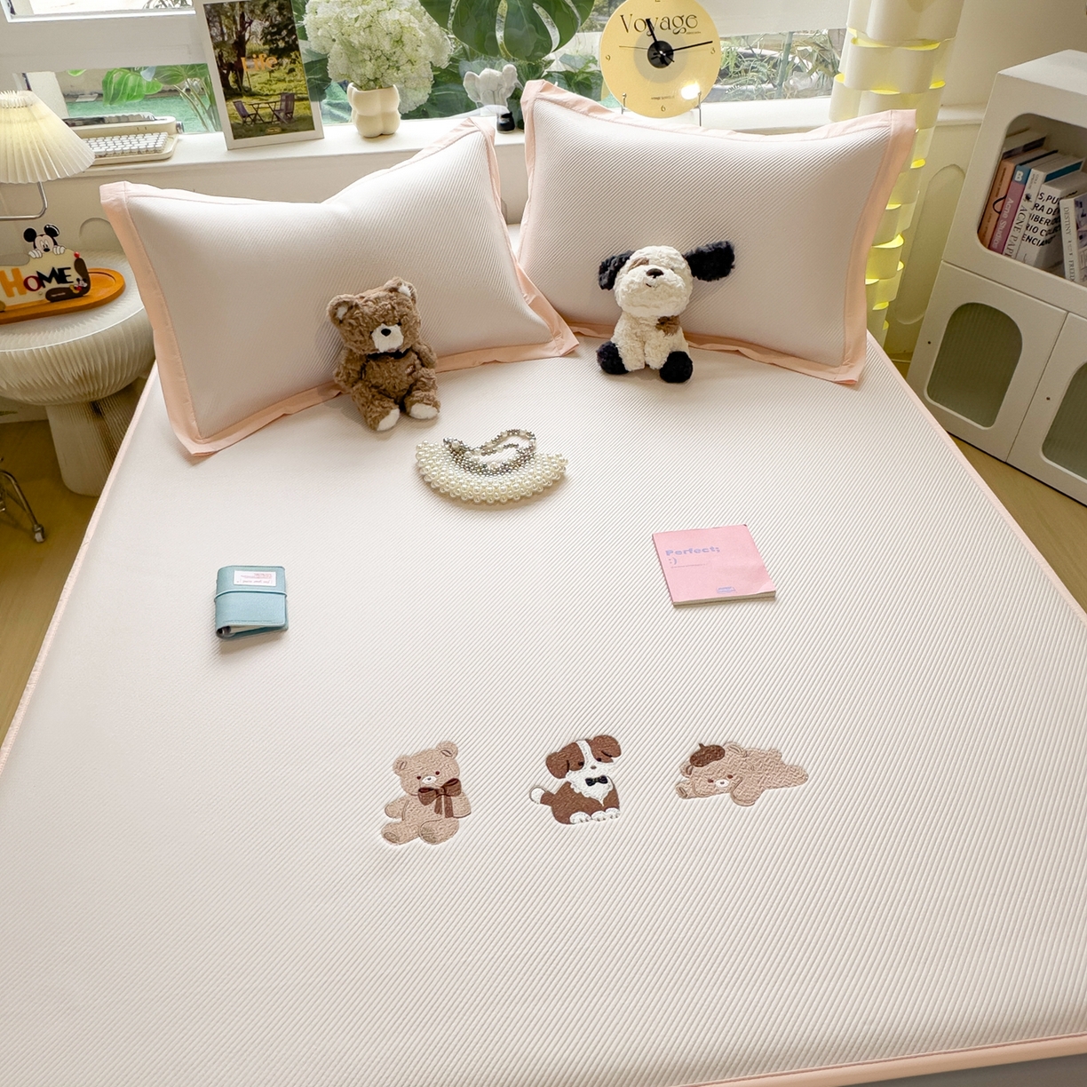 91家纺网 家纺一手货源 找家纺 眠多宝（绒多宝） 2026新款可机洗冰豆豆冰丝席凉席席子a类母婴级婴儿可用凉感值过0.21夏天 软萌小熊床笠款