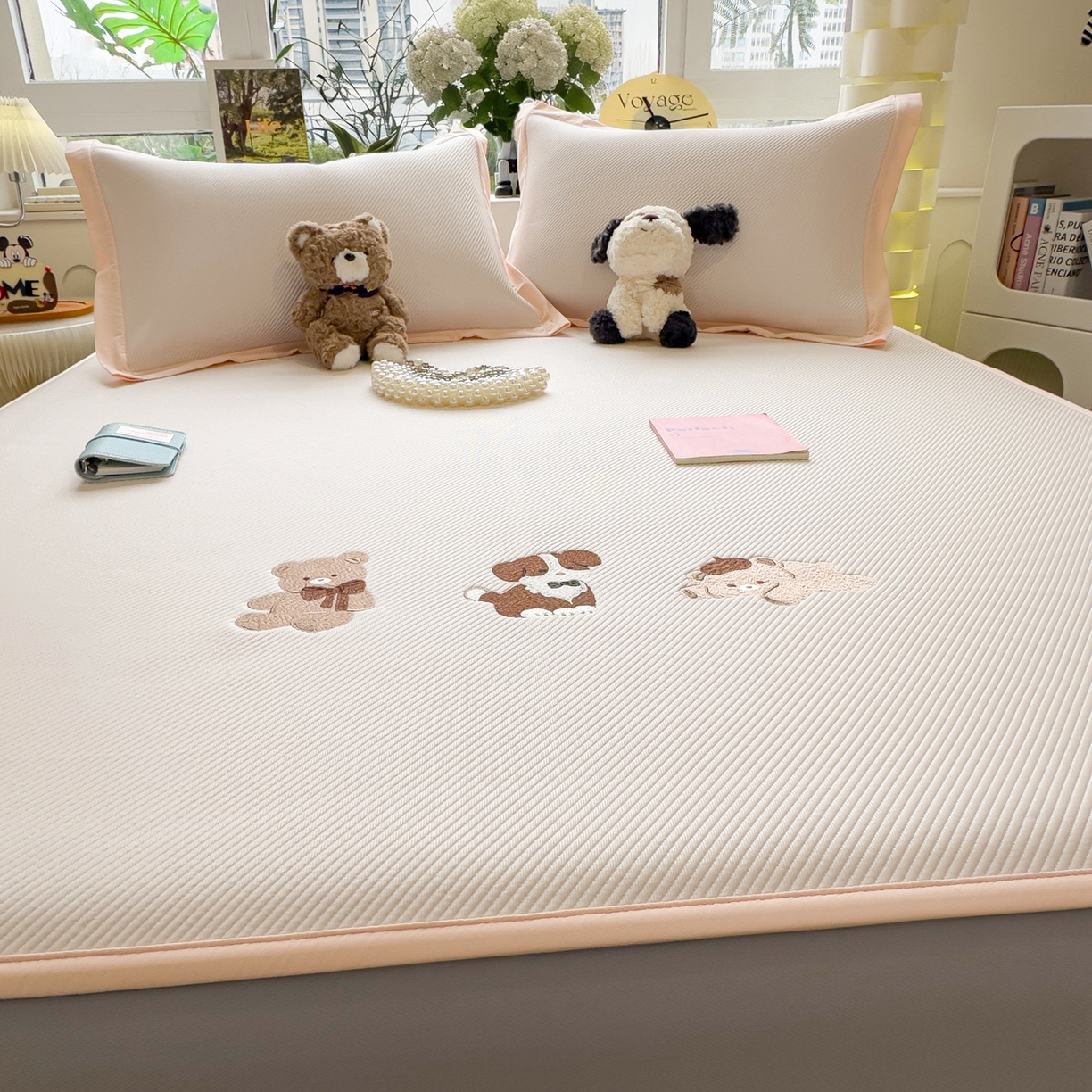 91家纺网 家纺一手货源 找家纺 眠多宝（绒多宝） 2026新款可机洗冰豆豆冰丝席凉席席子a类母婴级婴儿可用凉感值过0.21夏天 软萌小熊床笠款