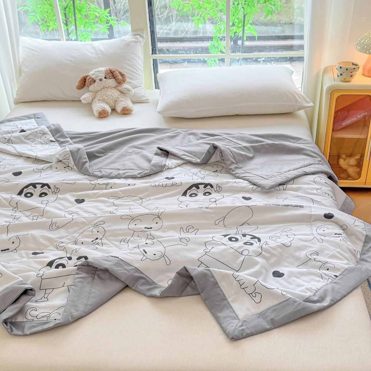 91家纺网 家纺一手货源 找家纺 雅萱家纺 2026新款里外全棉棉花夏被蜡笔小新系列 夏被-素描小新