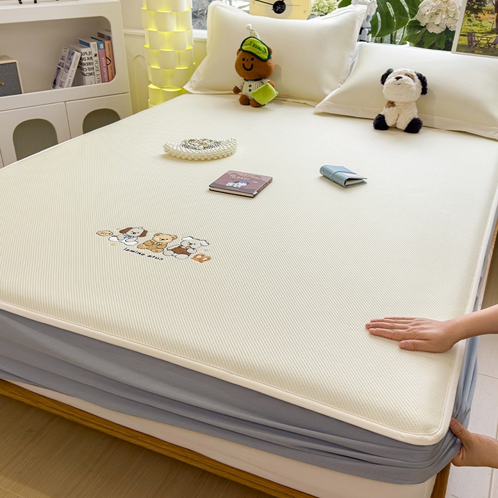 眠多宝（绒多宝） 2026新款可机洗冰豆豆冰丝席凉席席子a类母婴级婴儿可用凉感值过0.21夏天 小友聚会床笠款