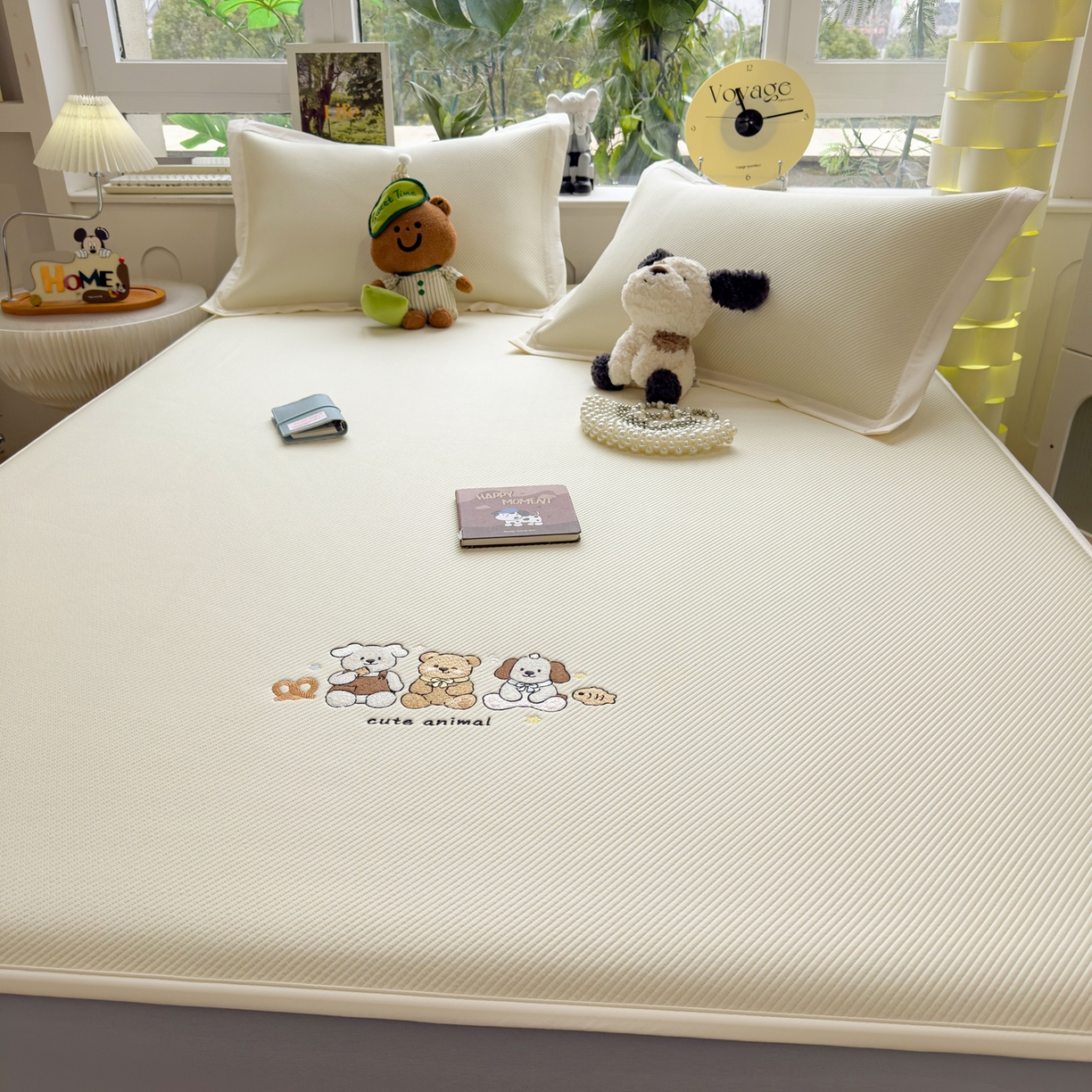 91家纺网 家纺一手货源 找家纺 眠多宝（绒多宝） 2026新款可机洗冰豆豆冰丝席凉席席子a类母婴级婴儿可用凉感值过0.21夏天 小友聚会床笠款