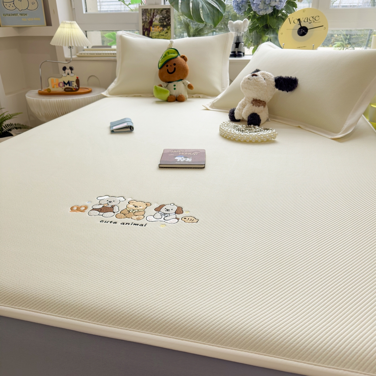 91家纺网 家纺一手货源 找家纺 眠多宝（绒多宝） 2026新款可机洗冰豆豆冰丝席凉席席子a类母婴级婴儿可用凉感值过0.21夏天 小友聚会床笠款