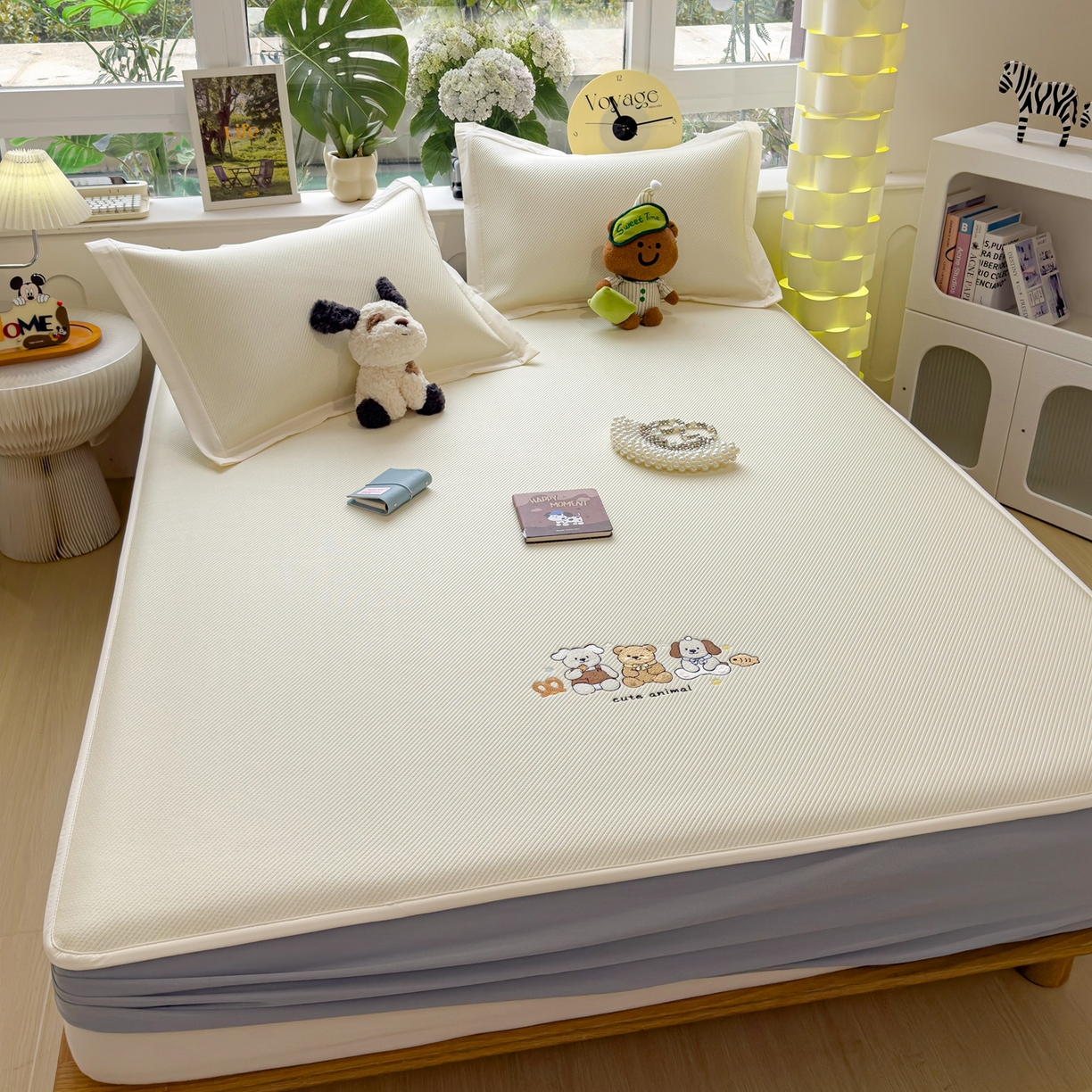 91家纺网 家纺一手货源 找家纺 眠多宝（绒多宝） 2026新款可机洗冰豆豆冰丝席凉席席子a类母婴级婴儿可用凉感值过0.21夏天 小友聚会床笠款