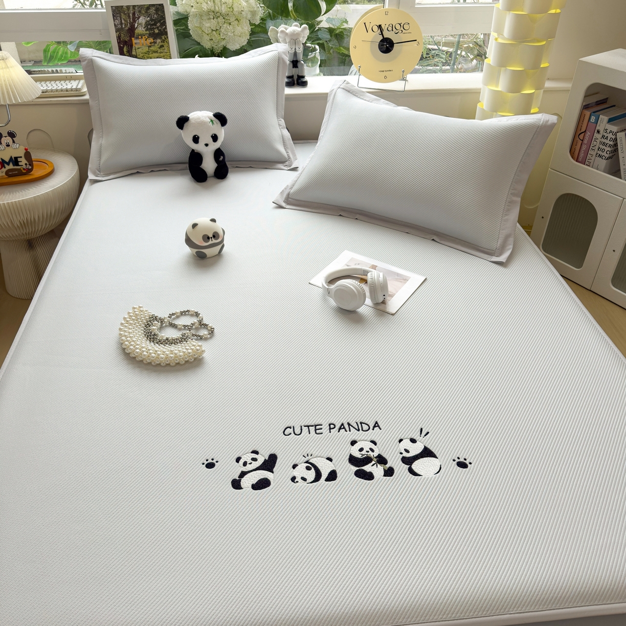 91家纺网 家纺一手货源 找家纺 眠多宝（绒多宝） 2026新款可机洗冰豆豆冰丝席凉席席子a类母婴级婴儿可用凉感值过0.21夏天 熊猫团子床笠款