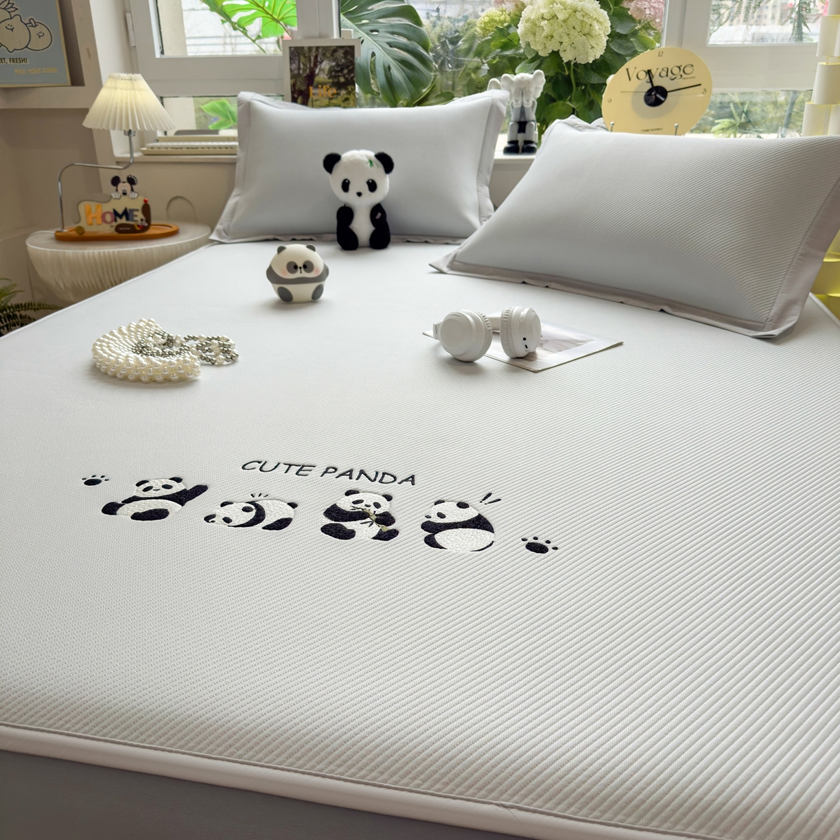 91家纺网 家纺一手货源 找家纺 眠多宝（绒多宝） 2026新款可机洗冰豆豆冰丝席凉席席子a类母婴级婴儿可用凉感值过0.21夏天 熊猫团子床笠款