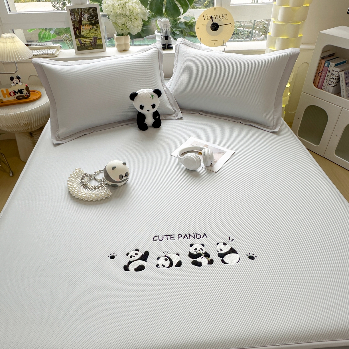 91家纺网 家纺一手货源 找家纺 眠多宝（绒多宝） 2026新款可机洗冰豆豆冰丝席凉席席子a类母婴级婴儿可用凉感值过0.21夏天 熊猫团子床笠款