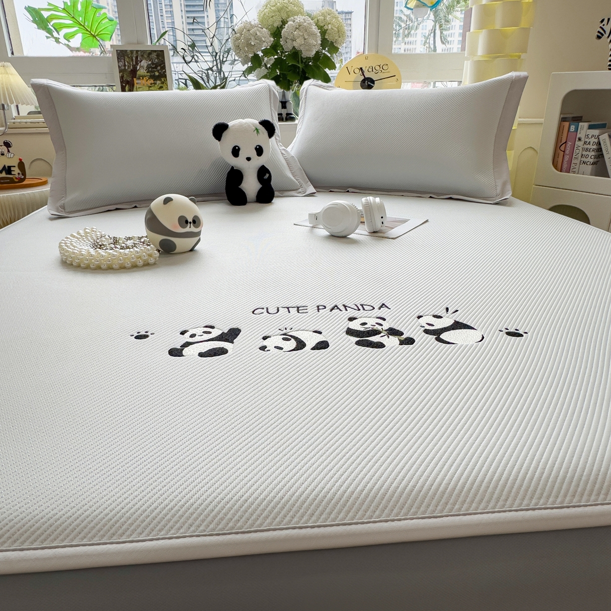 91家纺网 家纺一手货源 找家纺 眠多宝（绒多宝） 2026新款可机洗冰豆豆冰丝席凉席席子a类母婴级婴儿可用凉感值过0.21夏天 熊猫团子床笠款