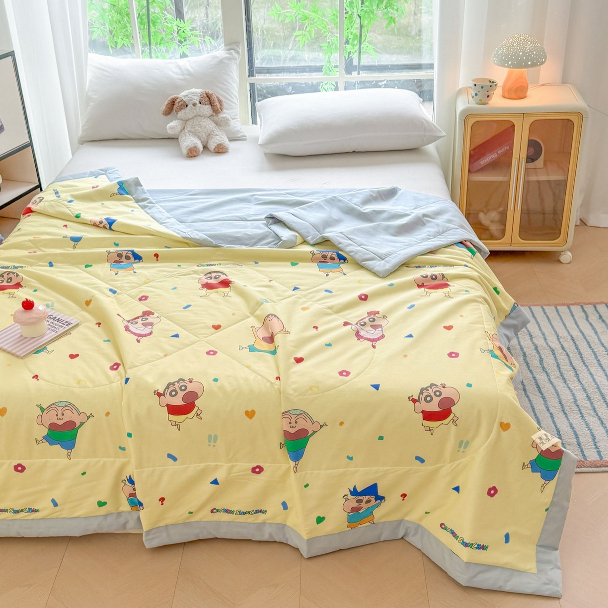 91家纺网 家纺一手货源 找家纺 雅萱家纺 2026新款里外全棉棉花夏被蜡笔小新系列 夏被-星仔生活
