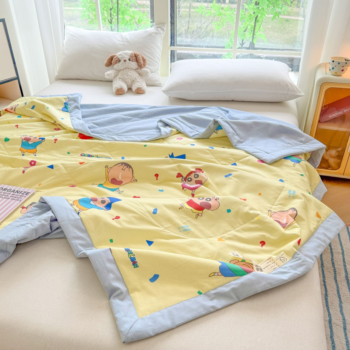 91家纺网 家纺一手货源 找家纺 雅萱家纺 2026新款里外全棉棉花夏被蜡笔小新系列 夏被-星仔生活
