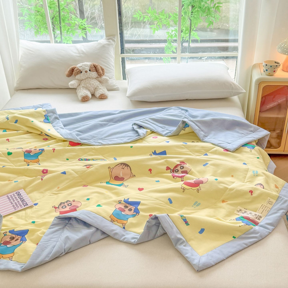 91家纺网 家纺一手货源 找家纺 雅萱家纺 2026新款里外全棉棉花夏被蜡笔小新系列 夏被-星仔生活