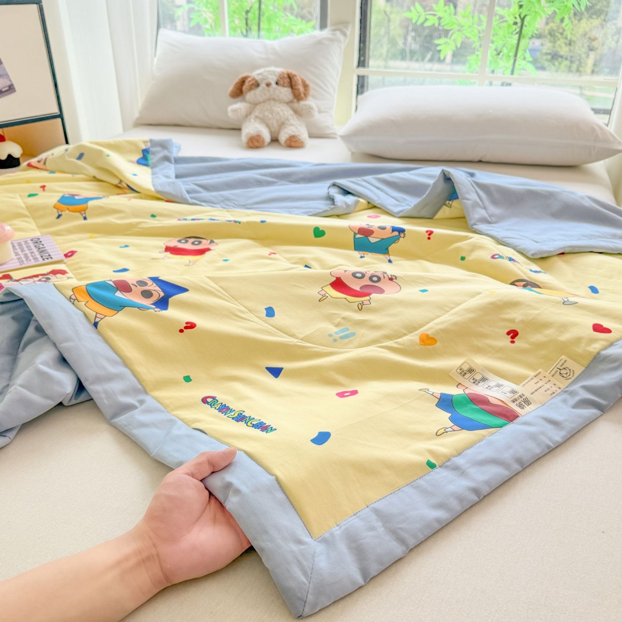 91家纺网 家纺一手货源 找家纺 雅萱家纺 2026新款里外全棉棉花夏被蜡笔小新系列 夏被-星仔生活
