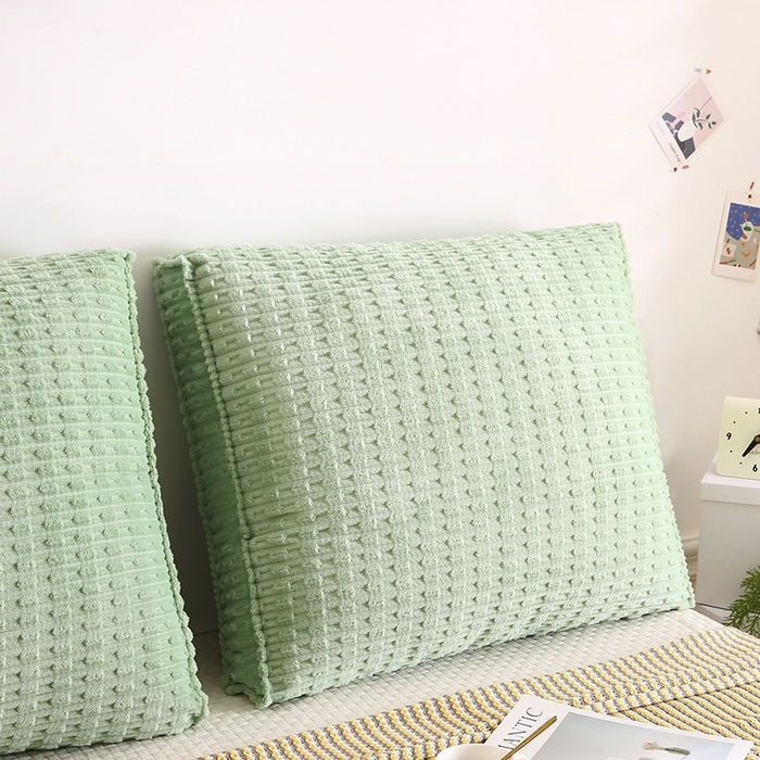 91家纺网 家纺一手货源 找家纺 永光家居 2026新款YG2686竹节绒方垫 嫩绿色