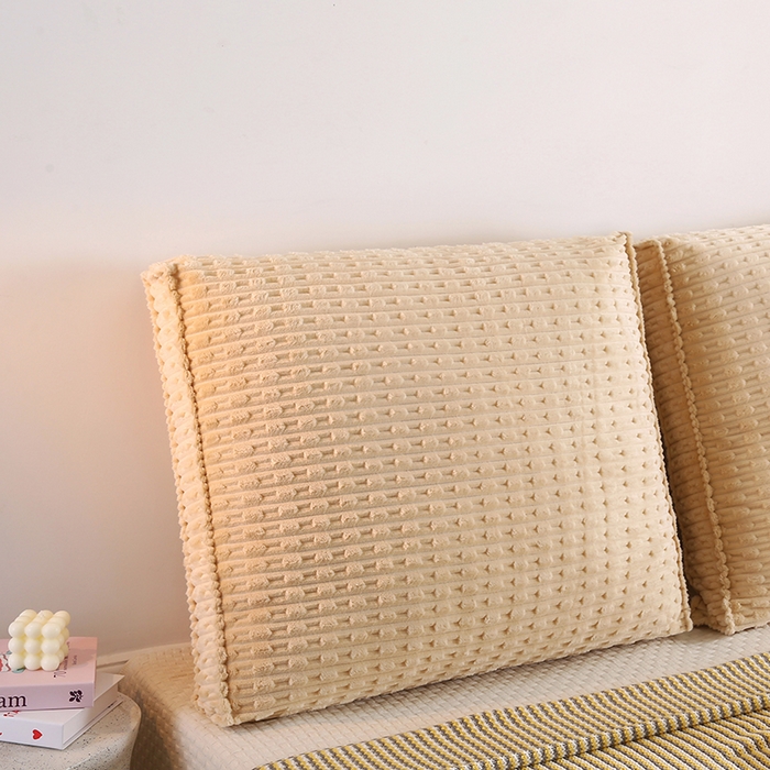 91家纺网 家纺一手货源 找家纺 永光家居 2026新款YG2686竹节绒方垫 浅麻色