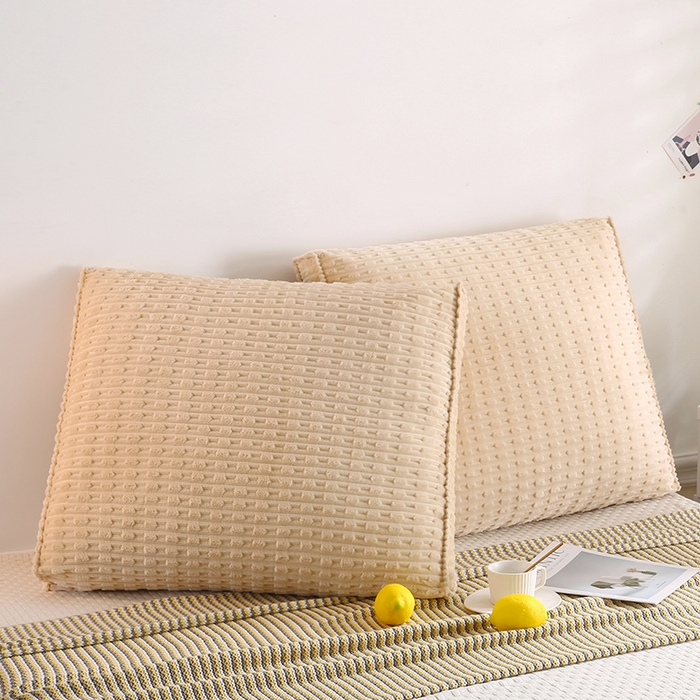 91家纺网 家纺一手货源 找家纺 永光家居 2026新款YG2686竹节绒方垫 浅麻色