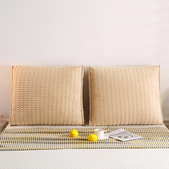 91家纺网 家纺一手货源 找家纺 永光家居 2026新款YG2686竹节绒方垫 浅麻色