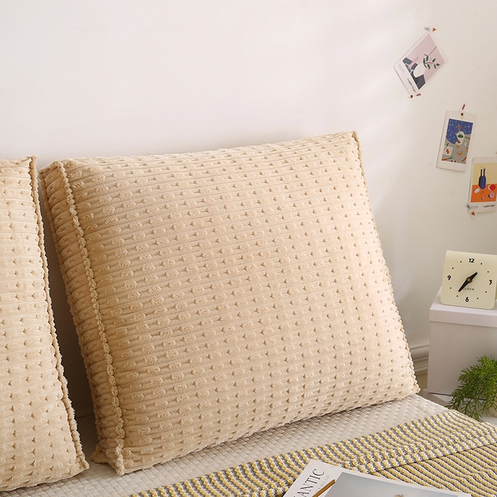 91家纺网 家纺一手货源 找家纺 永光家居 2026新款YG2686竹节绒方垫 浅麻色