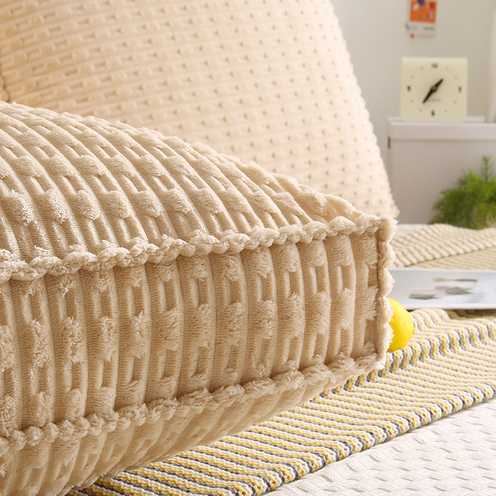 91家纺网 家纺一手货源 找家纺 永光家居 2026新款YG2686竹节绒方垫 浅麻色