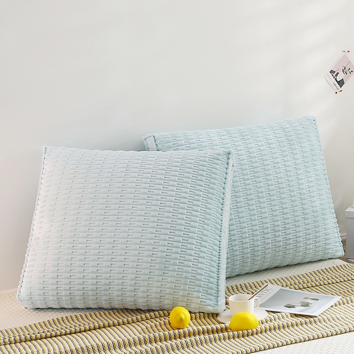 91家纺网 家纺一手货源 找家纺 永光家居 2026新款YG2686竹节绒方垫 水蓝色