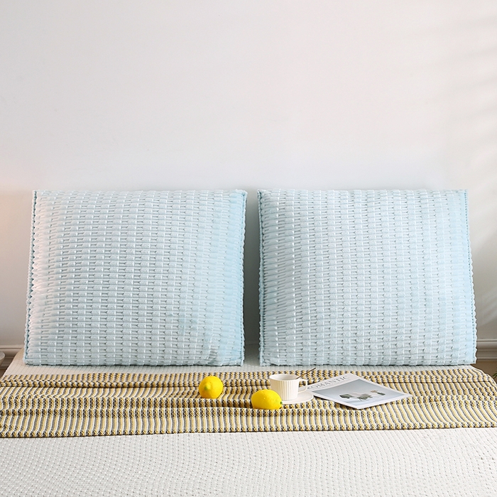 91家纺网 家纺一手货源 找家纺 永光家居 2026新款YG2686竹节绒方垫 水蓝色