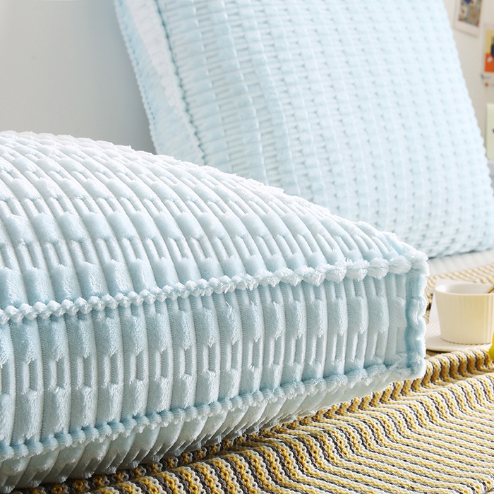 91家纺网 家纺一手货源 找家纺 永光家居 2026新款YG2686竹节绒方垫 水蓝色