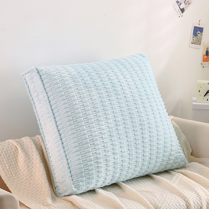 91家纺网 家纺一手货源 找家纺 永光家居 2026新款YG2686竹节绒方垫 水蓝色