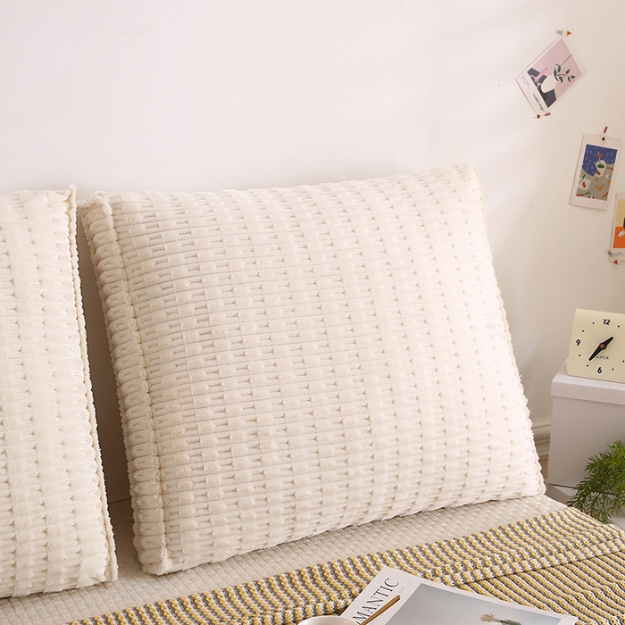 91家纺网 家纺一手货源 找家纺 永光家居 2026新款YG2686竹节绒方垫 浅米色