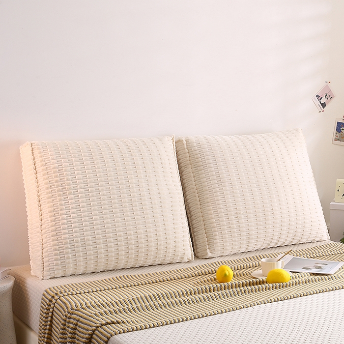 91家纺网 家纺一手货源 找家纺 永光家居 2026新款YG2686竹节绒方垫 浅米色