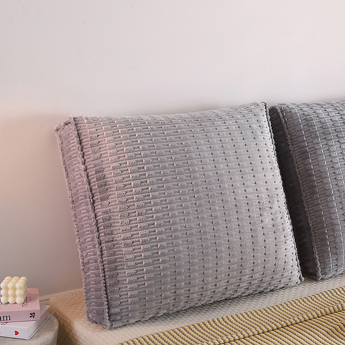 91家纺网 家纺一手货源 找家纺 永光家居 2026新款YG2686竹节绒方垫 水泥灰