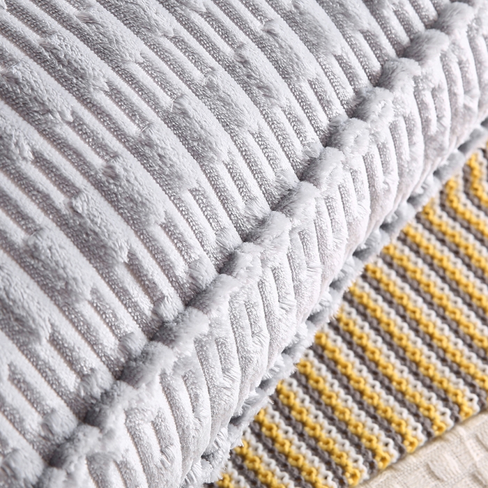 91家纺网 家纺一手货源 找家纺 永光家居 2026新款YG2686竹节绒方垫 水泥灰