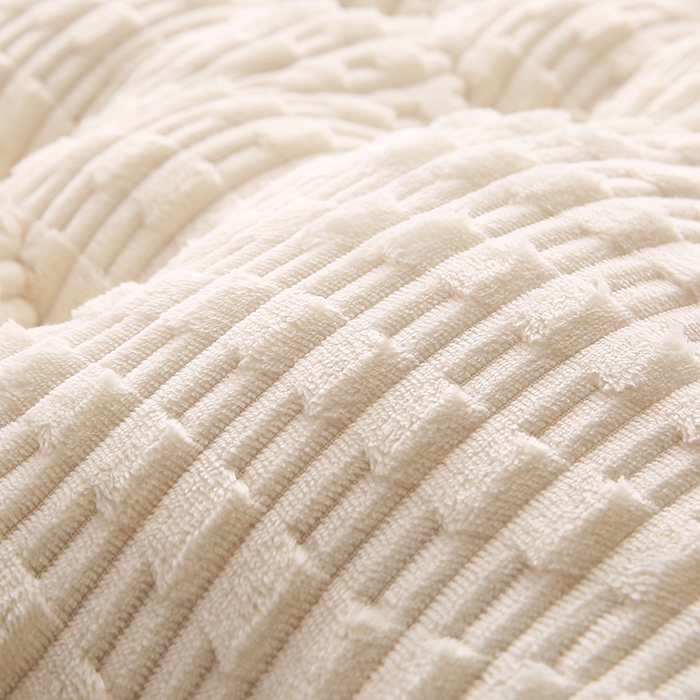 91家纺网 家纺一手货源 找家纺 永光家居 2026新款YG2687竹节绒皇冠 米白