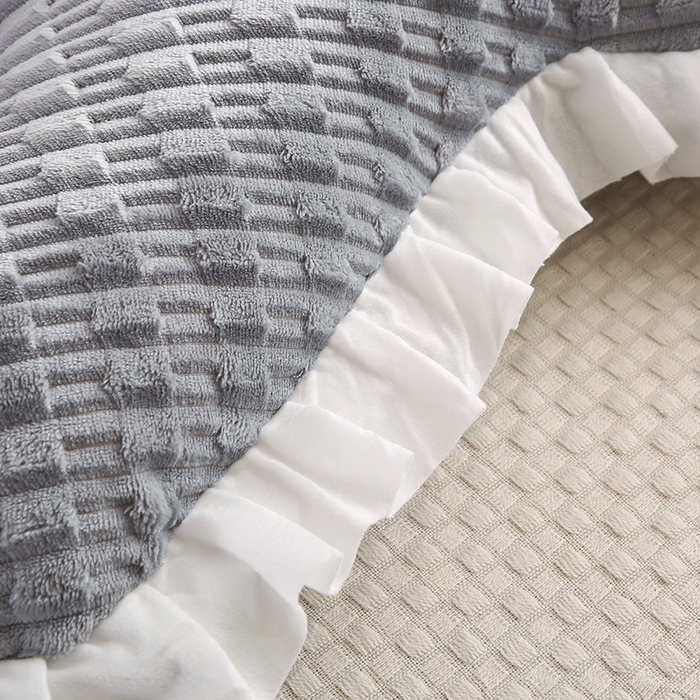 91家纺网 家纺一手货源 找家纺 永光家居 2026新款YG2687竹节绒皇冠 灰色