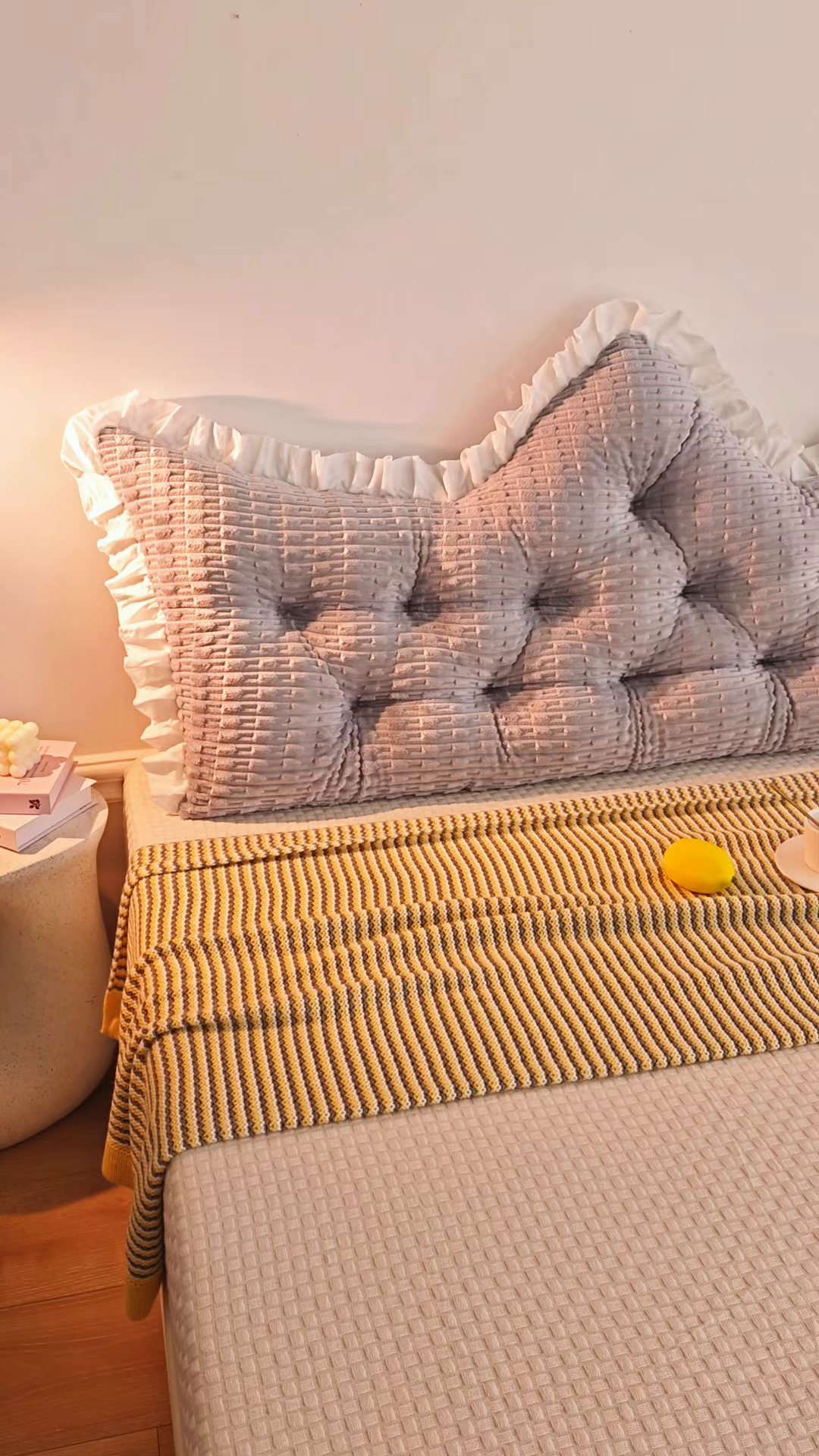 91家纺网 家纺一手货源 找家纺 永光家居 2026新款YG2687竹节绒皇冠 灰色