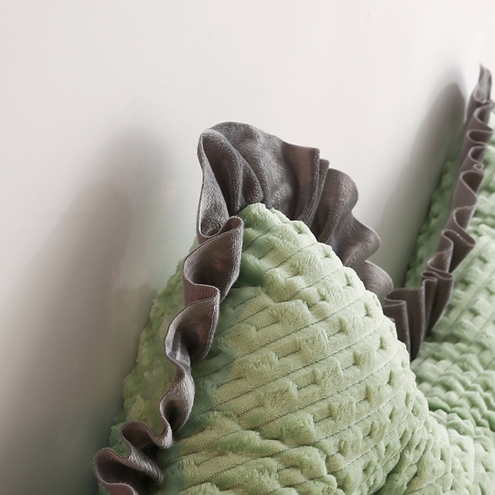 91家纺网 家纺一手货源 找家纺 永光家居 2026新款YG2687竹节绒皇冠 绿色