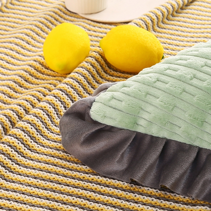 91家纺网 家纺一手货源 找家纺 永光家居 2026新款YG2687竹节绒皇冠 绿色