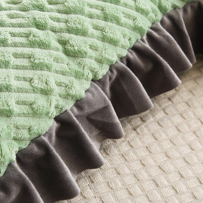 91家纺网 家纺一手货源 找家纺 永光家居 2026新款YG2687竹节绒皇冠 绿色