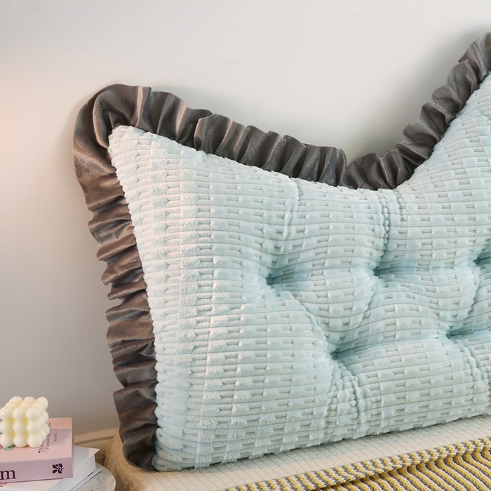 91家纺网 家纺一手货源 找家纺 永光家居 2026新款YG2687竹节绒皇冠 浅蓝