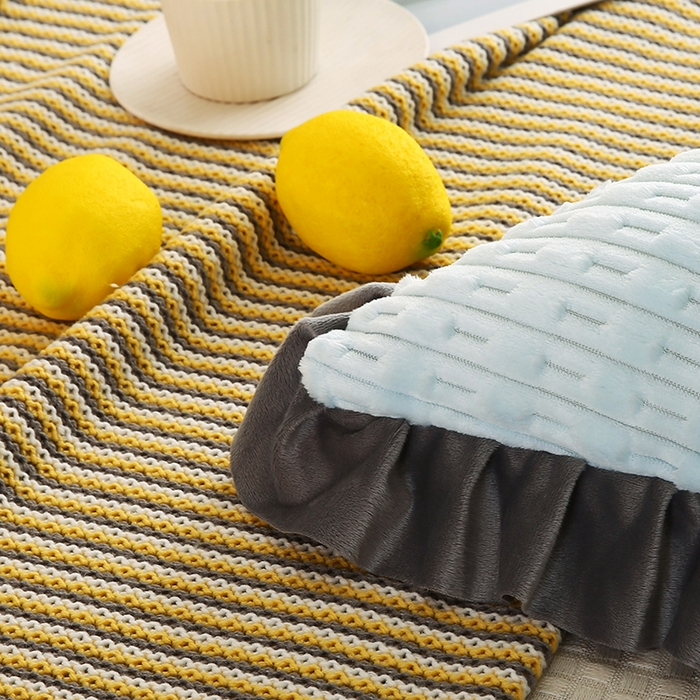 91家纺网 家纺一手货源 找家纺 永光家居 2026新款YG2687竹节绒皇冠 浅蓝