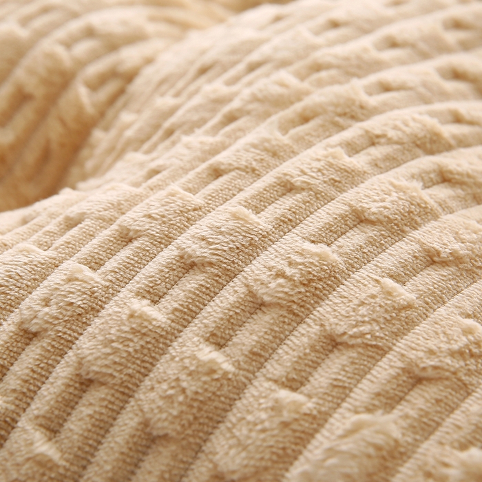 91家纺网 家纺一手货源 找家纺 永光家居 2026新款YG2687竹节绒皇冠 驼色