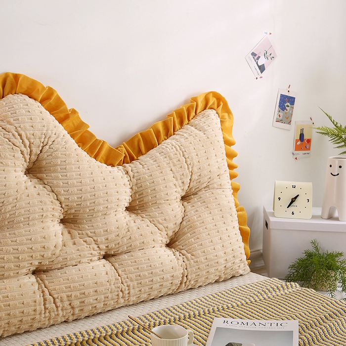 91家纺网 家纺一手货源 找家纺 永光家居 2026新款YG2687竹节绒皇冠 驼色