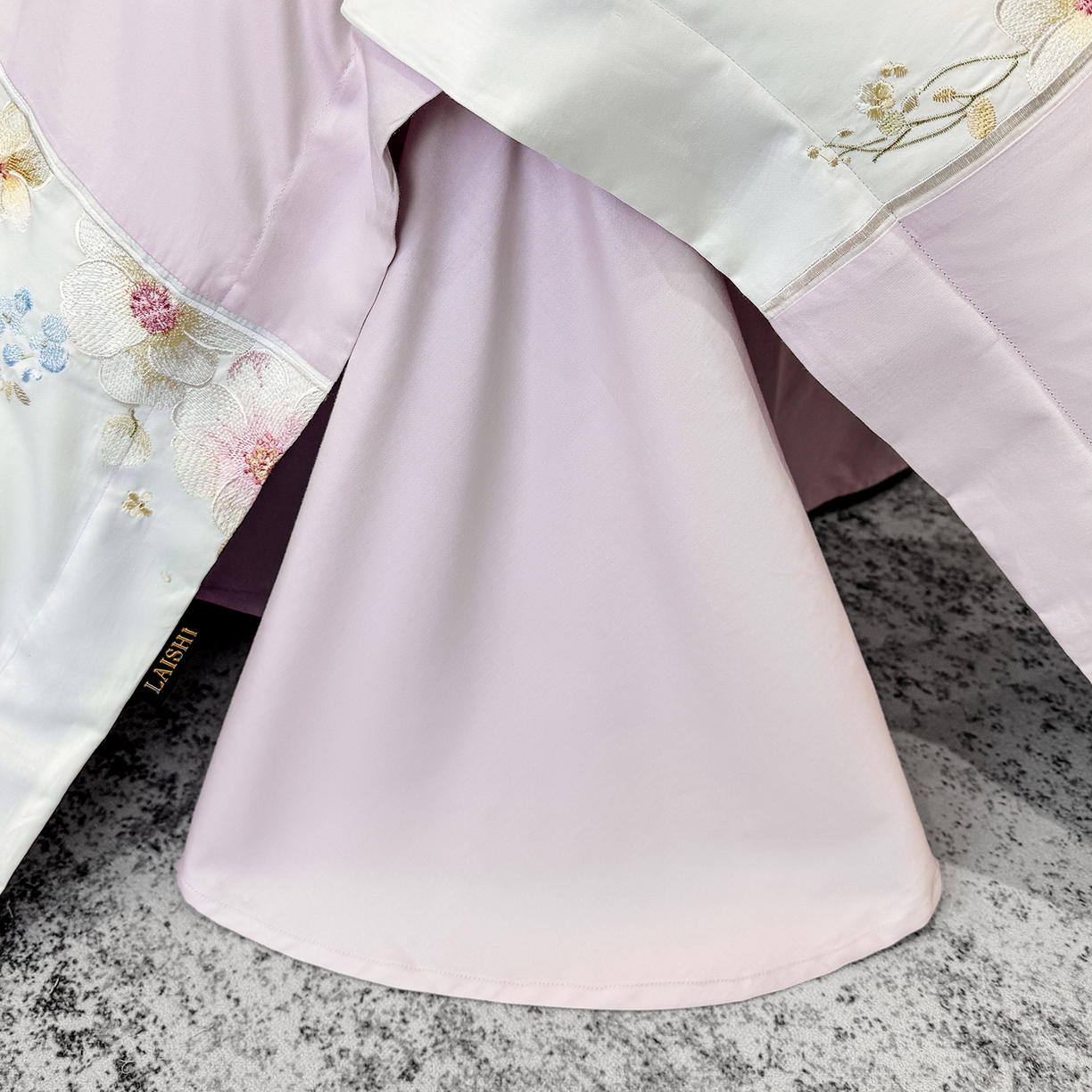 91家纺网 家纺一手货源 找家纺 莱势 2026新品100支全棉纯棉50x50s贡缎长绒棉刺绣绣花四件套高端礼盒-玫瑰少女 玫瑰少女 香芋紫