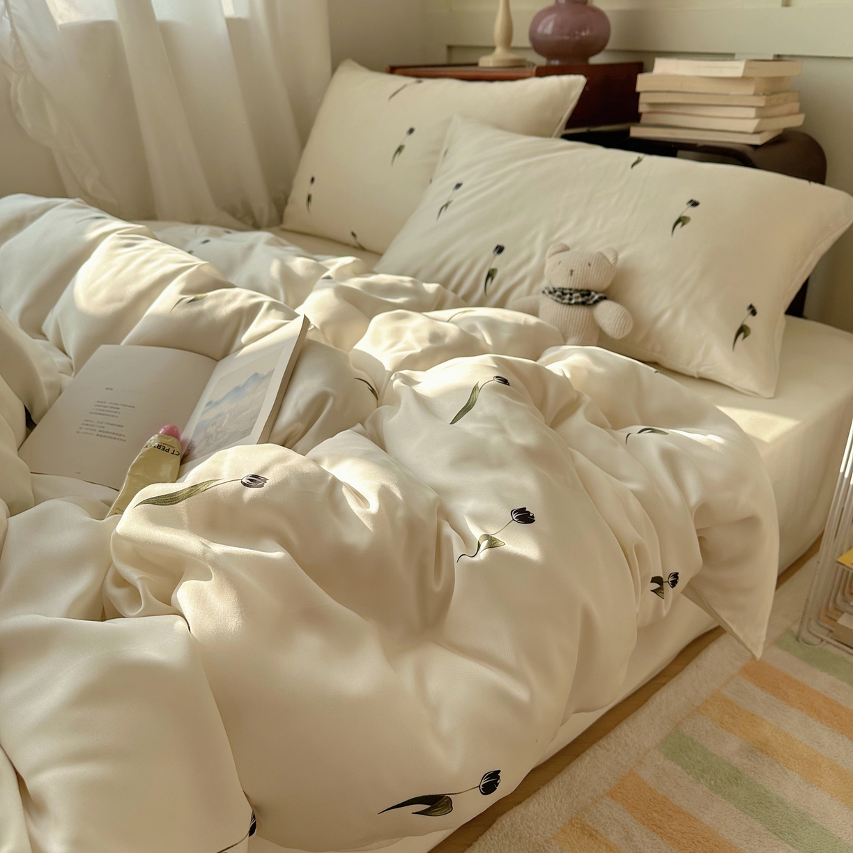 91家纺网 家纺一手货源 找家纺 爱彼家纺 2026新款亲肤冰丝印花四件套-系列二 冰丝-夜影郁香