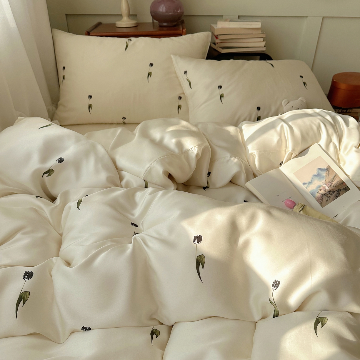 91家纺网 家纺一手货源 找家纺 爱彼家纺 2026新款亲肤冰丝印花四件套-系列二 冰丝-夜影郁香