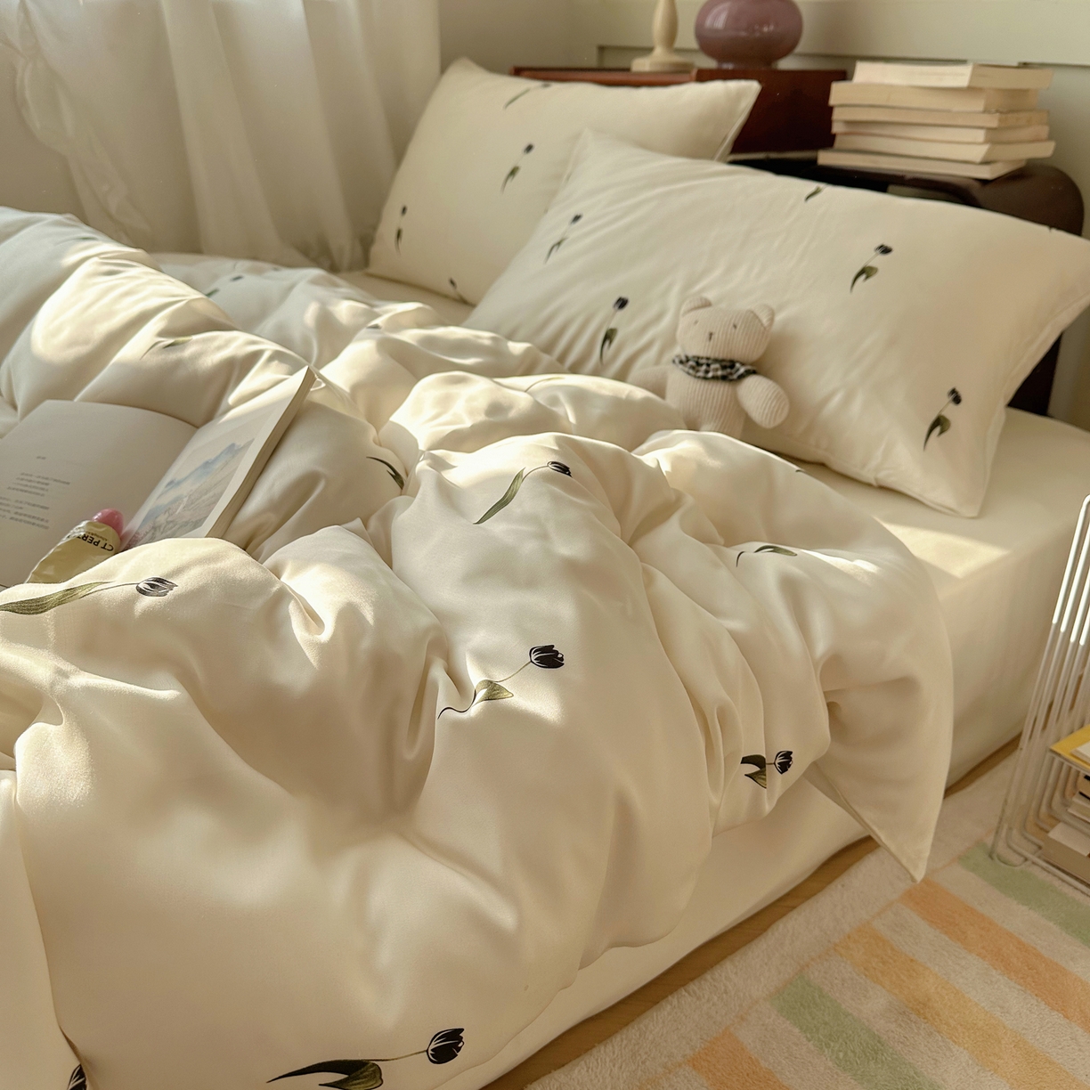 91家纺网 家纺一手货源 找家纺 爱彼家纺 2026新款亲肤冰丝印花四件套-系列二 冰丝-夜影郁香