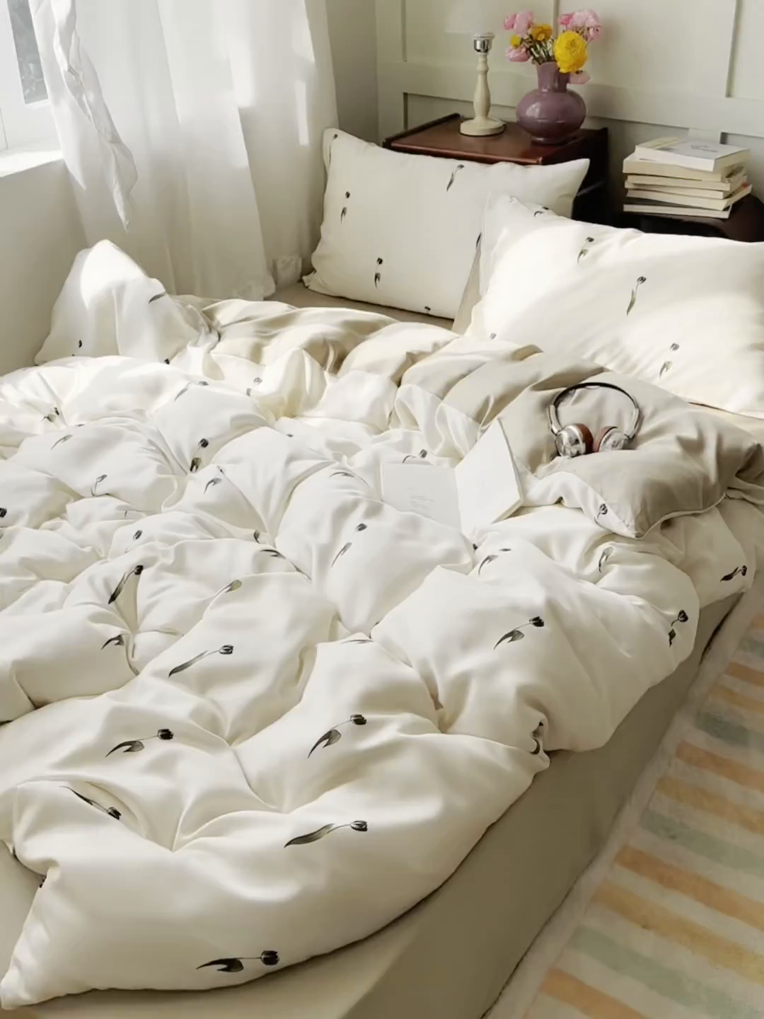 91家纺网 家纺一手货源 找家纺 爱彼家纺 2026新款亲肤冰丝印花四件套-系列二 冰丝-夜影郁香