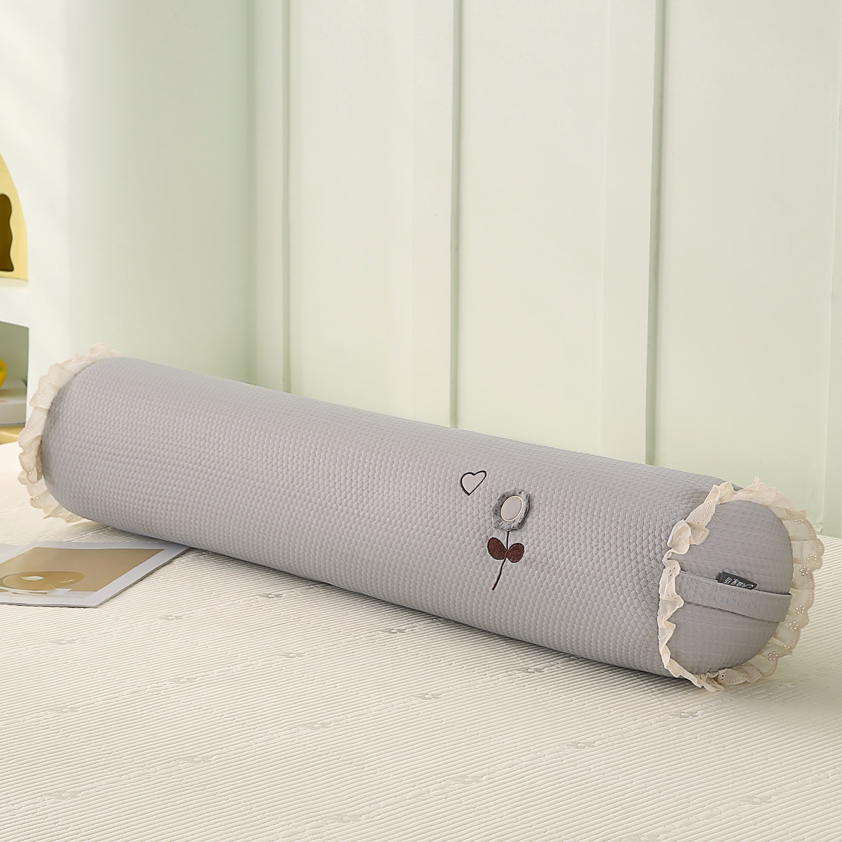 蔻眠 凉豆豆凉感丝长抱枕侧睡夹腿抱枕长枕芯枕头 凉豆豆-灰色