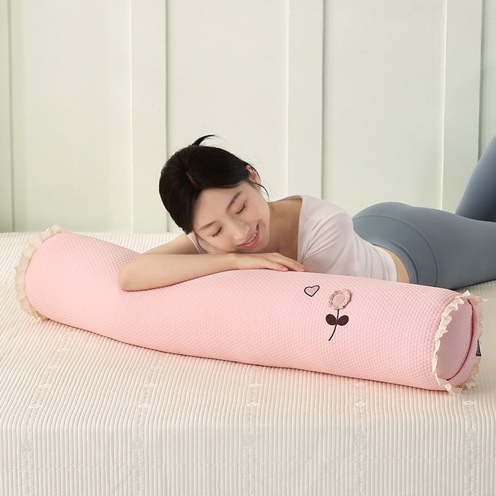 91家纺网 家纺一手货源 找家纺 蔻眠 凉豆豆凉感丝长抱枕侧睡夹腿抱枕长枕芯枕头 凉豆豆-粉色