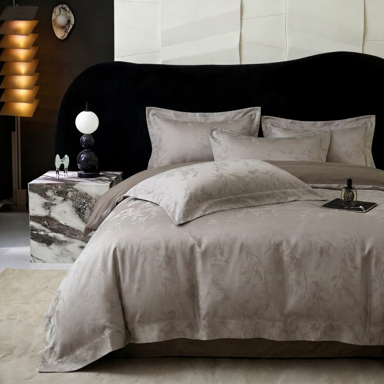 91家纺网 家纺一手货源 找家纺 爱彼家纺 2026新款亲肤提花四件套-系列一 铂雅金樽