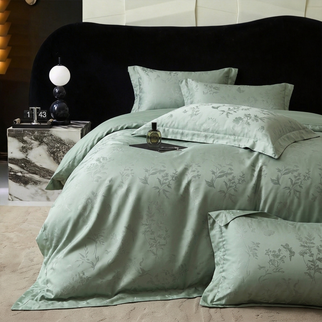 91家纺网 家纺一手货源 找家纺 爱彼家纺 2026新款亲肤提花四件套-系列一 青岚雅序