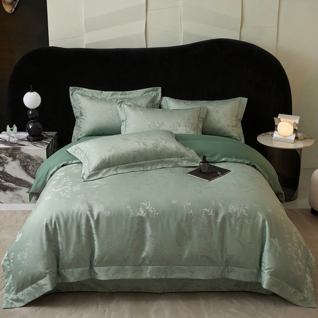 91家纺网 家纺一手货源 找家纺 爱彼家纺 2026新款亲肤提花四件套-系列一 青岚雅序